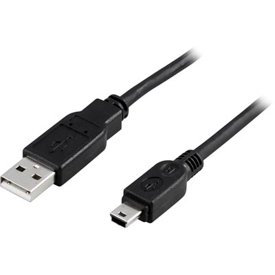 Deltaco USB 2.0 Cable, A Male - Mini B Male, 2m, Black